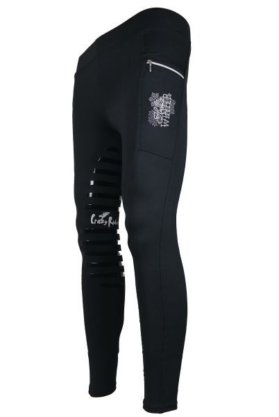 Kuschlige Thermo Reitleggings "Hello Winter" mit High Grip in Schwarz